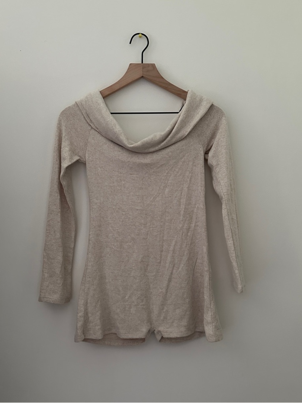 Cozy Off-Shoulder Cream Knit Top